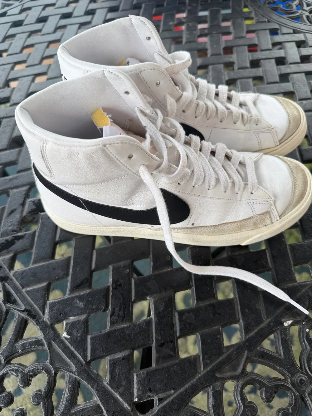 Nike White Black High-Top Sneakers with Leather Upper